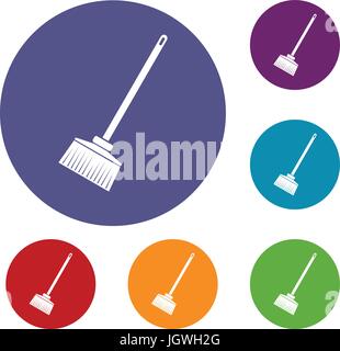 Broom icons set Stock Vector