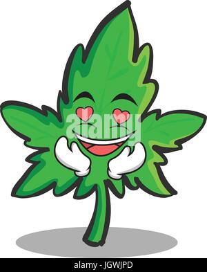 In love marijuana character cartoon Stock Vector