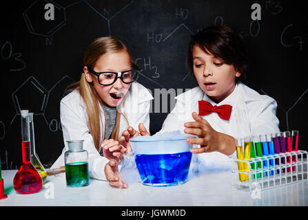 Chemical magic in school laboratory Stock Photo