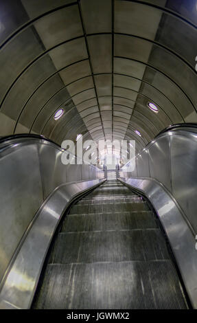 Empty escalator on the London underground train system Stock Photo
