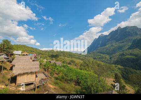 Landscape of hut in Mountain valley at Doi Luang Chiang Dao, ChiangMai Thailand. Stock Photo