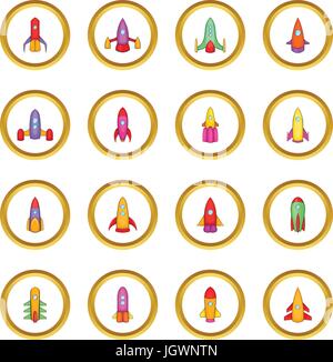 Rockets icons circle Stock Vector