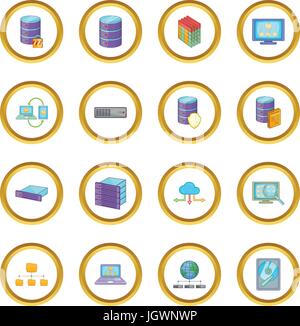 Data base icons circle Stock Vector