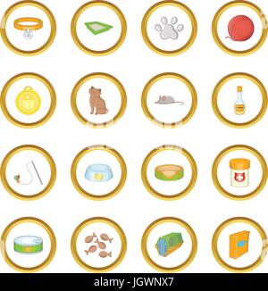 Cats accessories icons circle Stock Vector