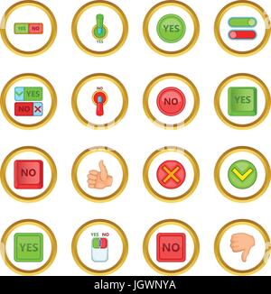 Yes no icons circle Stock Vector