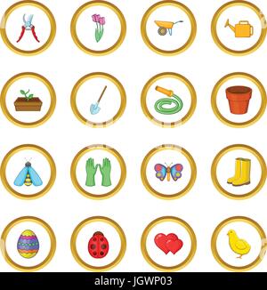Spring icons circle Stock Vector