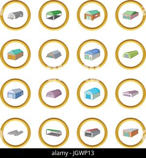 Different hangars icons circle Stock Vector
