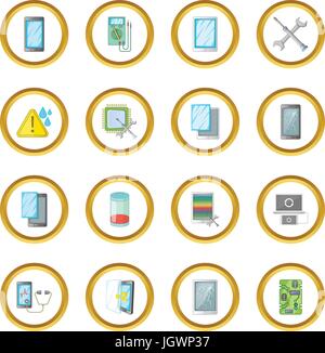 Broken phones fix icons circle Stock Vector