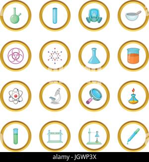 Chemical lab icons circle Stock Vector