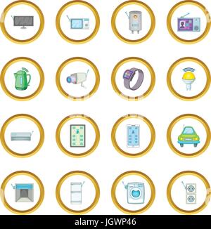 Smart home system icons circle Stock Vector