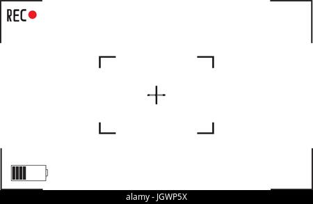 White and black viewfinder camera recording. Modern camera focusing screen. Vector illustration Stock Vector