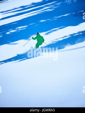 Man skiing in deep snow, Aspen, Colorado, USA Stock Photo