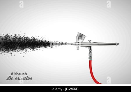 Close up of a airbrush paint sprayer isolated on white background. Vector illustration Stock Vector