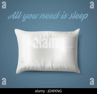 White Pillow on Blue Background with Real Shadow. Vector illustration  Stock Vector