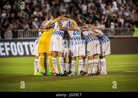 Belgrade, Serbia. 11th July, 2017. Belgrade, SERBIA - JULY 11, 2017: Team of FK Buducnost Podgorica in action during the UEFA Champions League Qualifying match between FK Partizan and FK Buducnost Podgorica at Partizan Stadium on July 11, 2017 in Belgrade, Serbia. Credit: Nikola Krstic/Alamy Live News Stock Photo