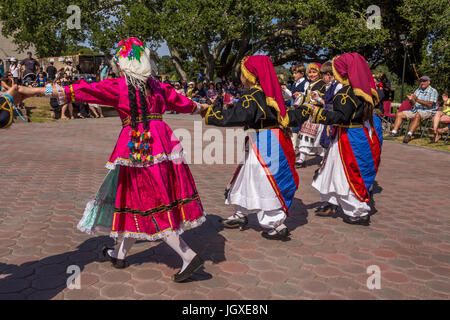 Greek-American girls and boys, Greek folk dancers, dancing, Greek dance, Marin Greek Festival, city of Novato, Marin County, California Stock Photo