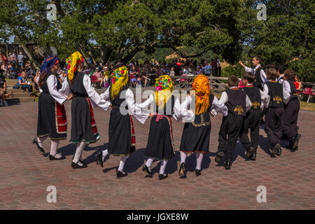 Greek-American girls and boys, Greek folk dancers, dancing, Greek dance, Marin Greek Festival, city of Novato, Marin County, California Stock Photo