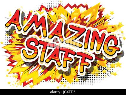 Amazing Staff - Comic book style phrase on abstract background. Stock Vector