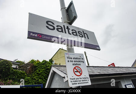 Picture by Paul Slater/PSI - Copyrighted Image  - Saltash Train Station, Cornwall, UK. Stock Photo