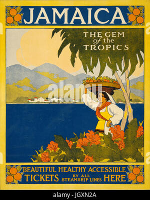 JAMAICA travel poster published by Thomas Cook company about 1910 Stock Photo