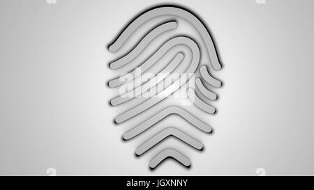 3D fingerprint on white background. Digital backdrop. 3d render Stock Photo