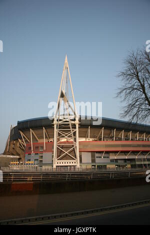 Cardiff, UK - March 27, 2011: Outside view of the Cardiff's Millennium Stadium. The stadium opened in 1999 and now it is the home of the Wales nationa Stock Photo