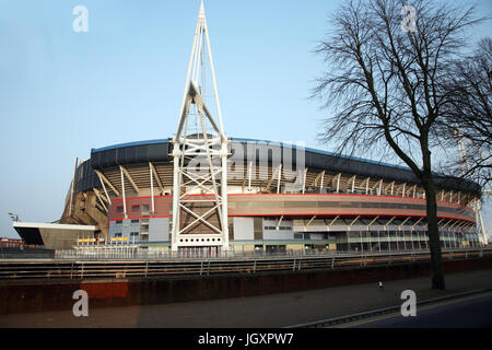 Cardiff, UK - March 27, 2011: Outside view of the Cardiff's Millennium Stadium. The stadium opened in 1999 and now it is the home of the Wales nationa Stock Photo