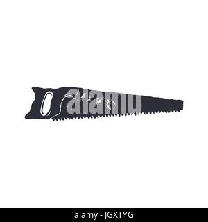 monochrome saw shape, icon. Vintage hand drawn design. Stock vector isolated on white background Stock Vector