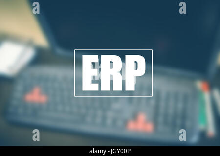 ERP, Enterprise resource planning business background Stock Photo