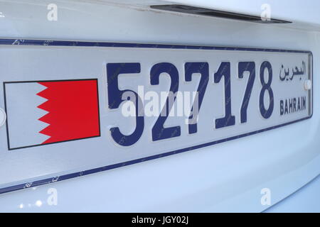 New-style car numberplate, Kingdom of Bahrain Stock Photo