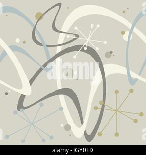 Mid Century modern 1950s style vintage retro atomic seamless background pattern. Fully editable vector illustration for web and print. Stock Vector