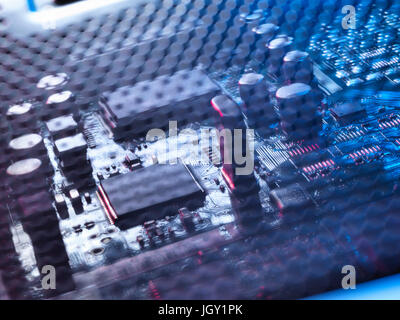 Low key detail of computer circuit board Stock Photo