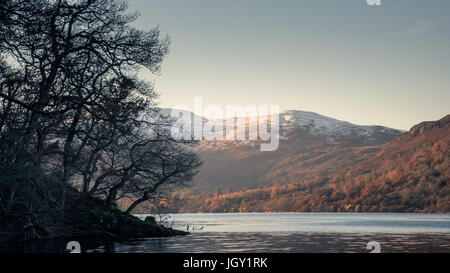 Snow capped mountains at Ullswater, The Lake District, UK Stock Photo