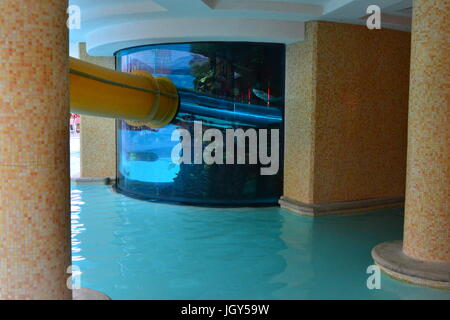 The pool area at a Hotel on Fremont street in Las Vegas Stock Photo