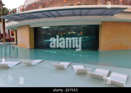 The pool area at a Hotel on Fremont street in Las Vegas Stock Photo