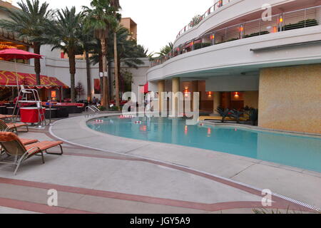 The pool area at a Hotel on Fremont street in Las Vegas Stock Photo