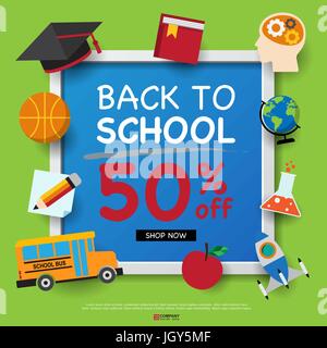 Back to school Design Template,Back to school shopping brochure,Vector eps10 Stock Vector