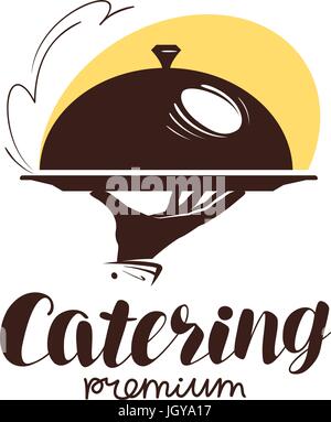 Catering service logo. Icon or label for design menu restaurant or cafe. Vector illustration Stock Vector