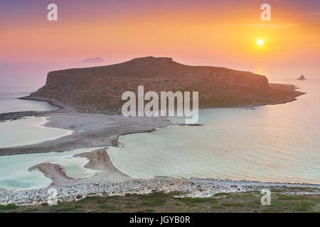 Sunset at Balos Beach, Crete Island, Greece Stock Photo