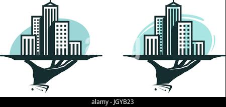 City logo. Real estate service, construction, building icon or label. Vector illustration Stock Vector