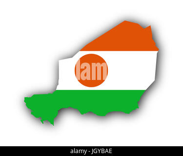 Map and flag of Niger Stock Photo