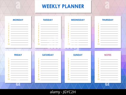 Weekly planner design Stock Vector