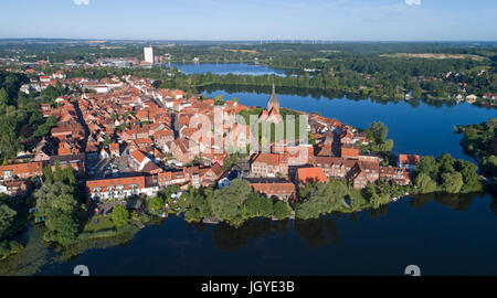 aerial photo of the old town, Moelln, Schleswig-Holstein, Germany Stock Photo