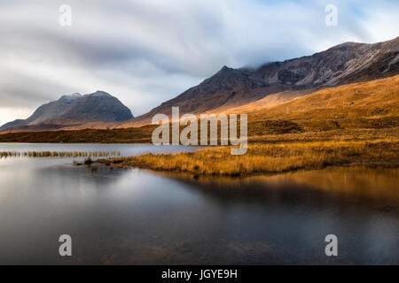 Loch Clair with Liathach, one of the most famous of the Torridon Hills, in the background, Wester Ross, Highlands, Scotland Stock Photo