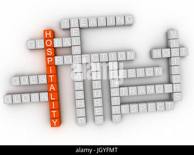 3d Hospitality Concept word cloud Stock Photo