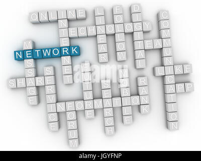 3d  Network Concept word cloud Stock Photo