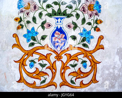 Floral and swirl ornamental design on white background. Stock Photo