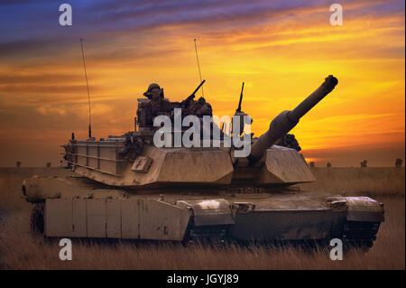 Galati, Romania - December 11: US tank Abrams A1M1 in military polygon in the exercise Platinum Lynx 16 on Galati, Romania, 11 December 2015 Stock Photo