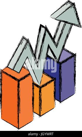 Graphic stats growing 3d Stock Vector