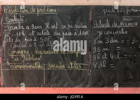 African classroom blackboard. Senegal. Stock Photo